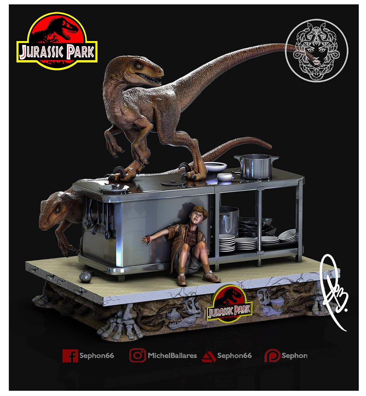 optimized-2a3d20d2536024b3db693e23d94e577b.jpg Kitchen Scene from Jurassic Park STL FILES - Image 1