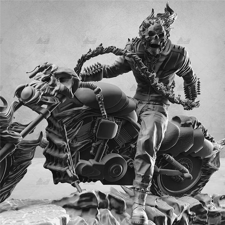 optimized-53dbf4df1cf694ce5ca647b60c792e7b.jpg Ghost Rider on Motor Fanart STL FILES - Image 1