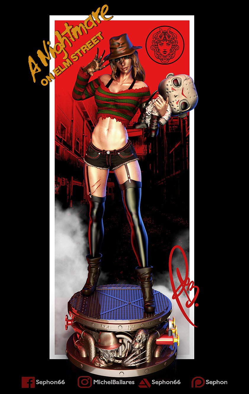 optimized-5594f81294e79f649c61935bb1618a31.jpg Freddy Krueger Female Fanart STL FILES - Image 1