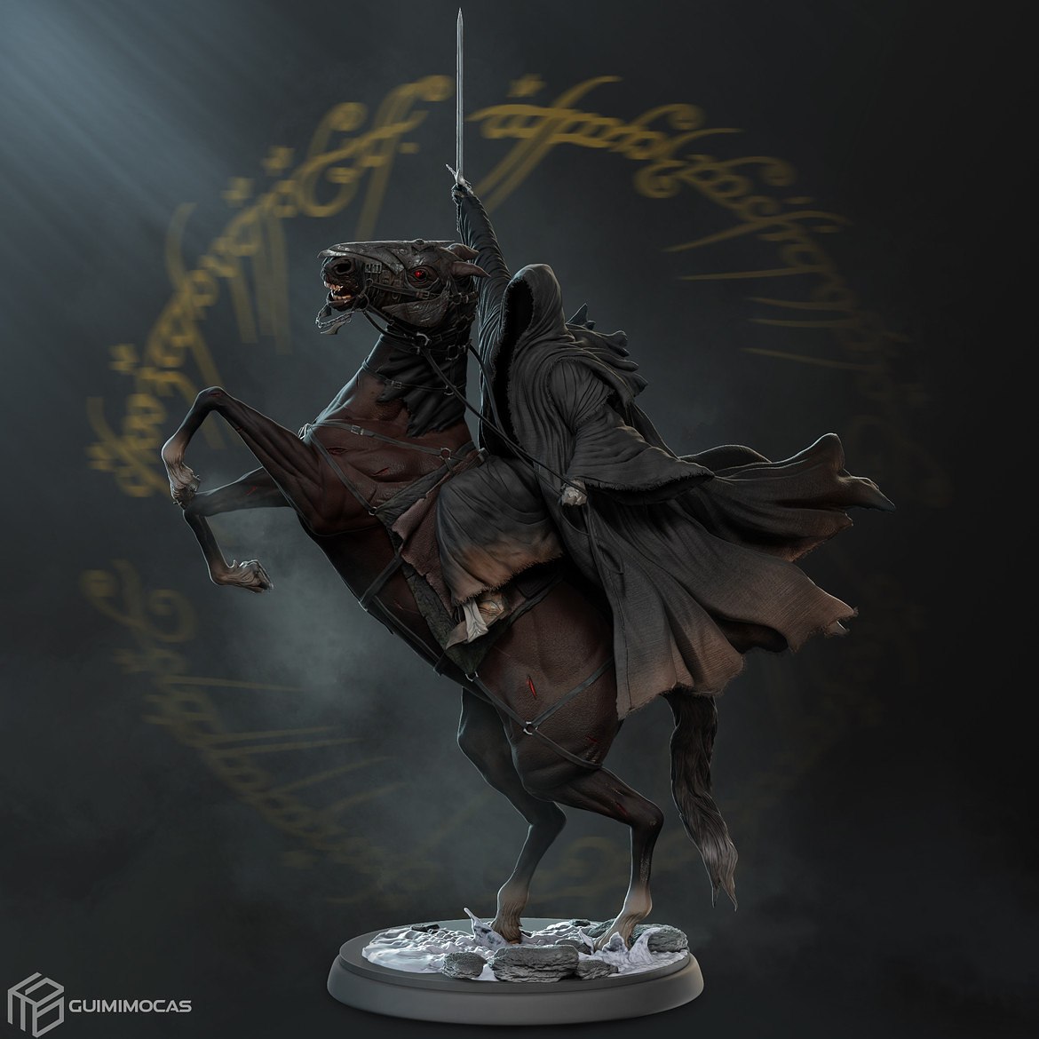 optimized-dfedb06863d8efb1008f2a5aa049d096.jpg Nazgul V2 From The Lord of the Rings STL FILES - Image 1